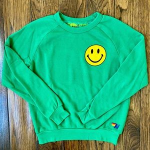 AVIATOR NATION SMILEY CREW SWEATSHIRT - KELLY GREEN | SIZE: XS